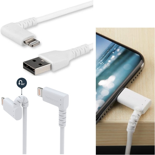 StarTech.com Ltd. L型ライトニングケーブル 1m ホワイト Apple MFi認証iPhone充電ケーブル 高耐久性 Lightning-USB L字ケーブル RUSBLTMM1MWR