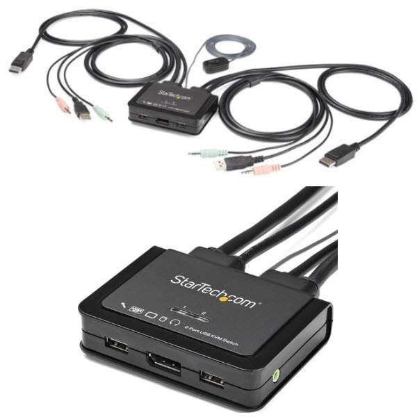 StarTech.com Ltd. ケーブル一体型 2ポートUSB DisplayPort KVMスイッチ 4K/60Hz対応CPU切替器 1.5mケーブル長 3.5mmオーディオ SV211DPUA4K