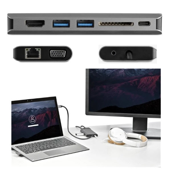 StarTech.com Ltd. USB Type-C マルチ変換アダプタ HDMIまたはVGA出力対応 100W PD/30cmホストケーブル/SDカードリーダ USB-C接続マルチハブ DKT30CHVAUSP