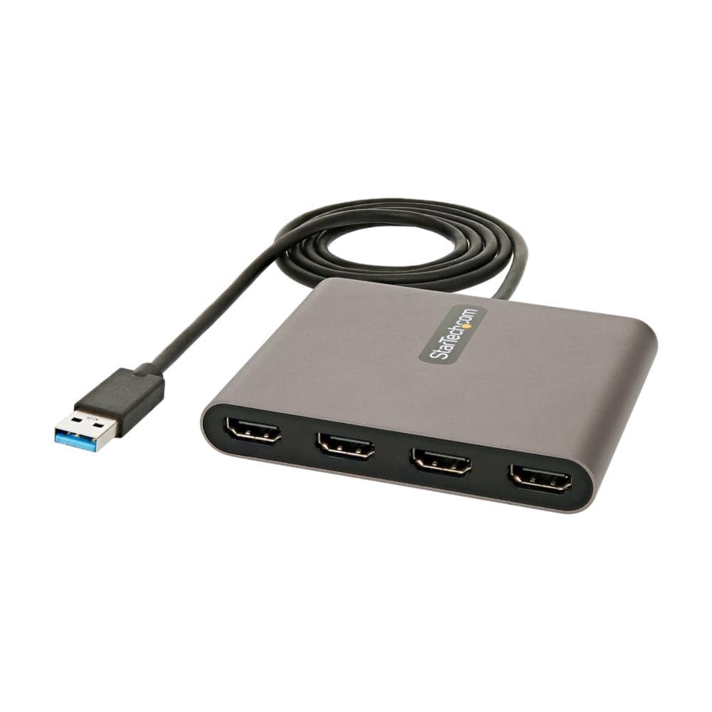 StarTech.com Ltd. USB 3.0-4x HDMI変換アダプター/4画面 マルチディスプレイ/1920x1200(1080p)/マルチモニター対応/USB Type-A接続/Windowsのみ/スペースグレー/USB-HDMI モニター 変換コネクター/ディスプレイ コンバーター USB32HD4