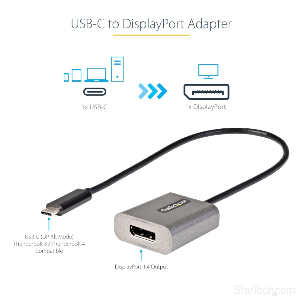 StarTech.com Ltd. USB-C-DisplayPort ディスプレイ変換アダプタ/USB Type-C-ディスプレイポート1.4 ビデオコンバータ/8K & 4K60Hz/30cm一体型ケーブル/Thunderbolt 3互換 CDP2DPEC