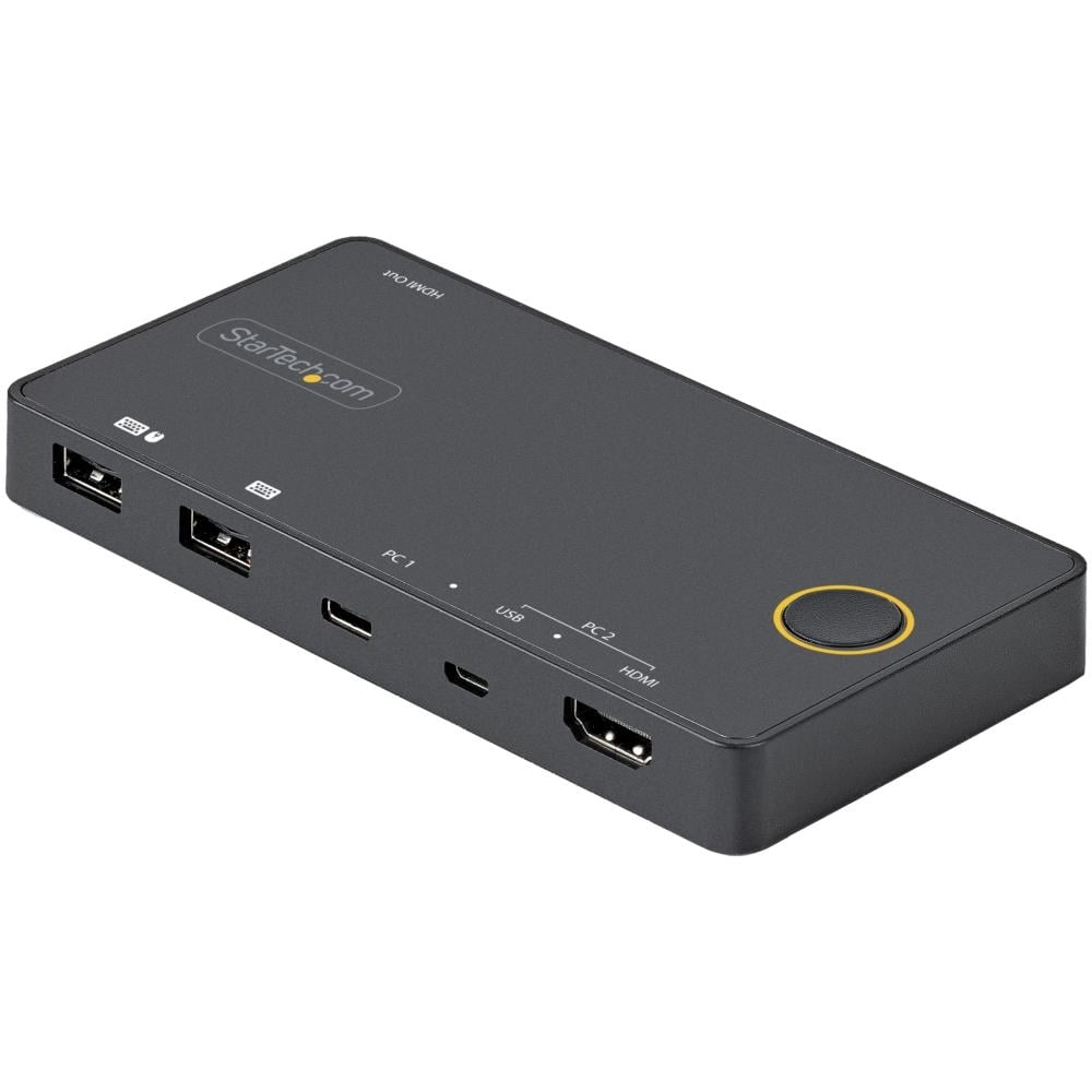 StarTech.com Ltd. 2ポートKVMスイッチ/USB-A + HDMI & USB-Cスイッチャー/4K60Hz HDMI 2.0シングルモニタ対応/デスクトップノートPC切替器/USBバスパワー/Thunderbolt 3互換 SV221HUC4K