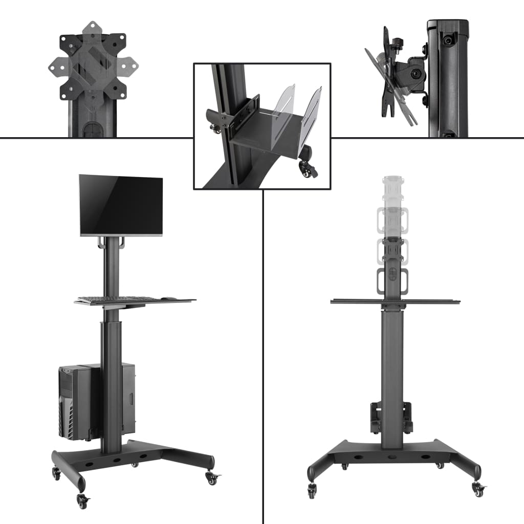 StarTech.com Ltd. 移動式PCモニタースタンド/VESAマウントアダプタ、CPUホルダー、キーボードトレイ搭載/ワークステーションモバイルカート/高さ調節機能付き/キャスター付きメディカルパソコンラック WKSTNCART