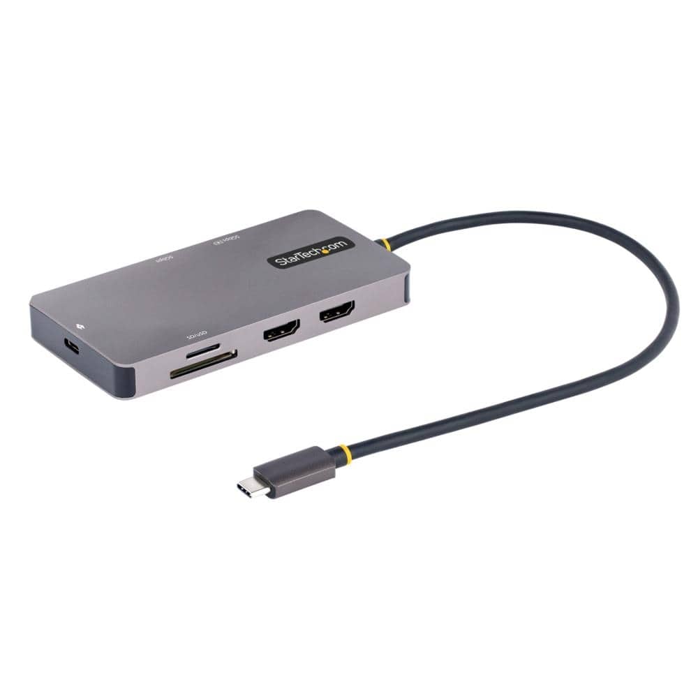 StarTech.com Ltd. マルチポートアダプター/USB Type-C接続/デュアルモニター/4K60Hz HDMI/100W USB PD/2x USB-Aハブ(5Gbps)/GbE/SD & MicroSDカードリーダー/各種OS対応/30cmケーブル/タイプC変換多機能ハブ 120B-USBC-MULTIPORT