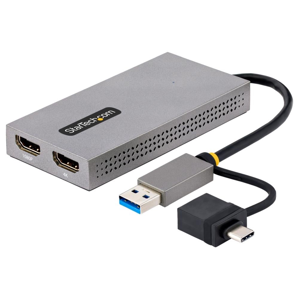 StarTech.com Ltd. ディスプレイアダプター/USB-C & USB-A接続/デュアルディスプレイ/HDMI(1x 4K30Hz、1x 1080p)/11cmケーブル/Windows & macOS/HDMIグラフィックアダプター/USB 3.0-HDMI 変換アダプター 107B-USB-HDMI