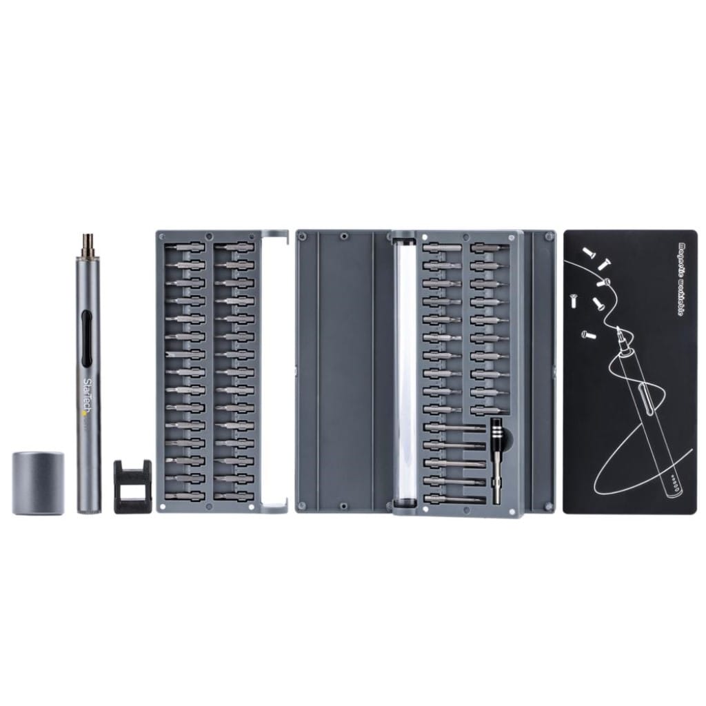 StarTech.com Ltd. 電動精密ドライバーセット/55種ビット付属/ペン型/正逆転モード切替/LEDライト/トルク調整/単三乾電池2本 磁気パッド付属/機器修理キット CTK55PCEDRIVE