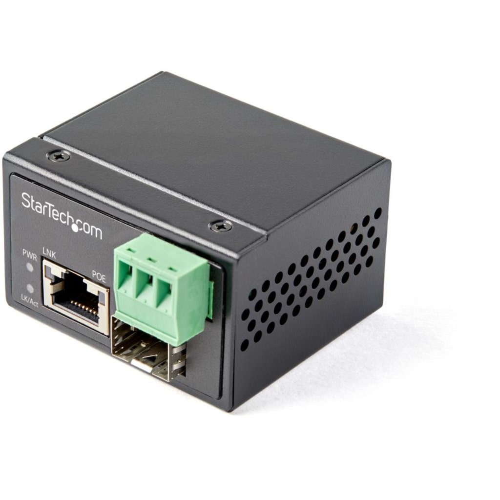 StarTech.com Ltd. 光メディアコンバータ/産業用/30W PoE+給電/ギガビット対応/SFP to RJ45/シングルモード・マルチモード/IP30準拠/-40～+75度/最大100m伝送距離 IMC1GSFP30W