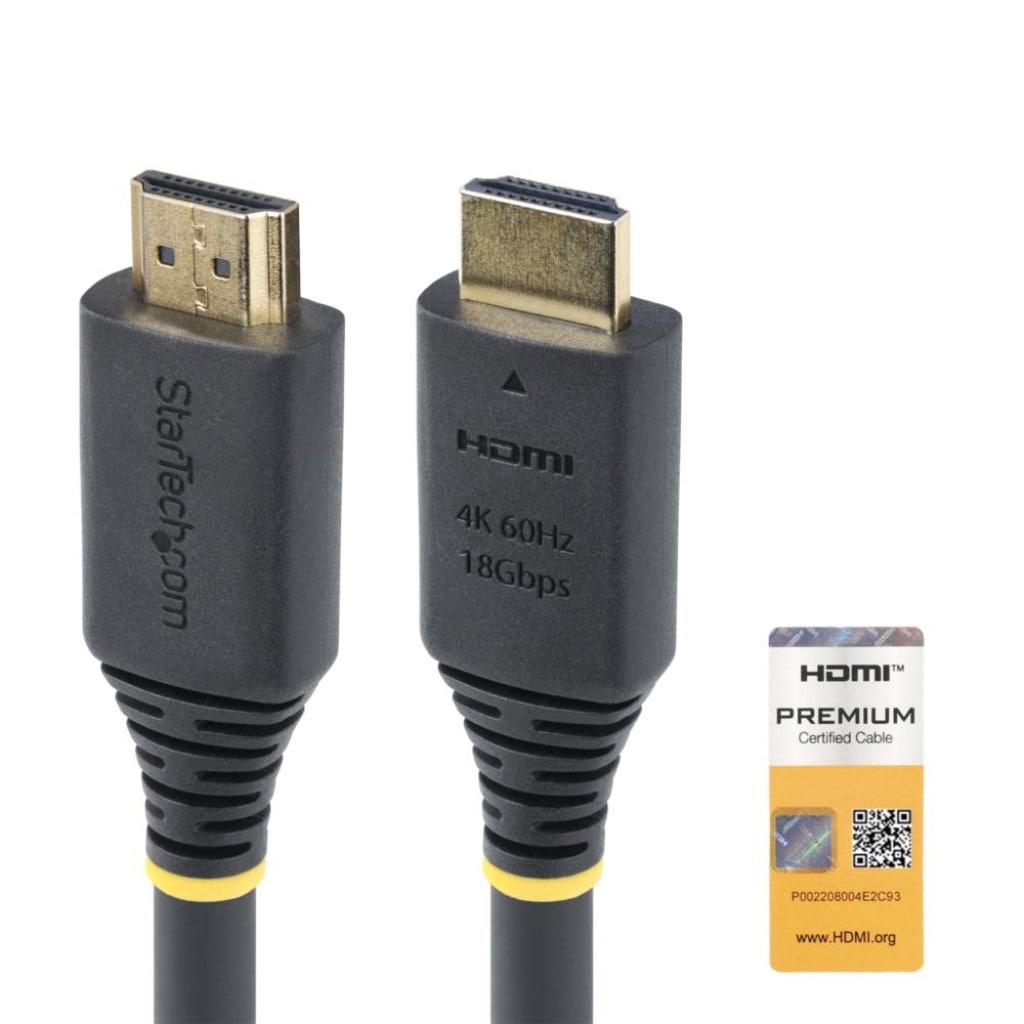 StarTech.com Ltd. HDMI 2.0ケーブル/5m/4K60Hz 1440p 144Hz/18Gbps/Premium HDMI/HDR10 HDCP 2.2 ARC/オス・オス/ブラック/UHD テレビ TV用 ディスプレイケーブル HDMI2-CABLE-4K60-5M