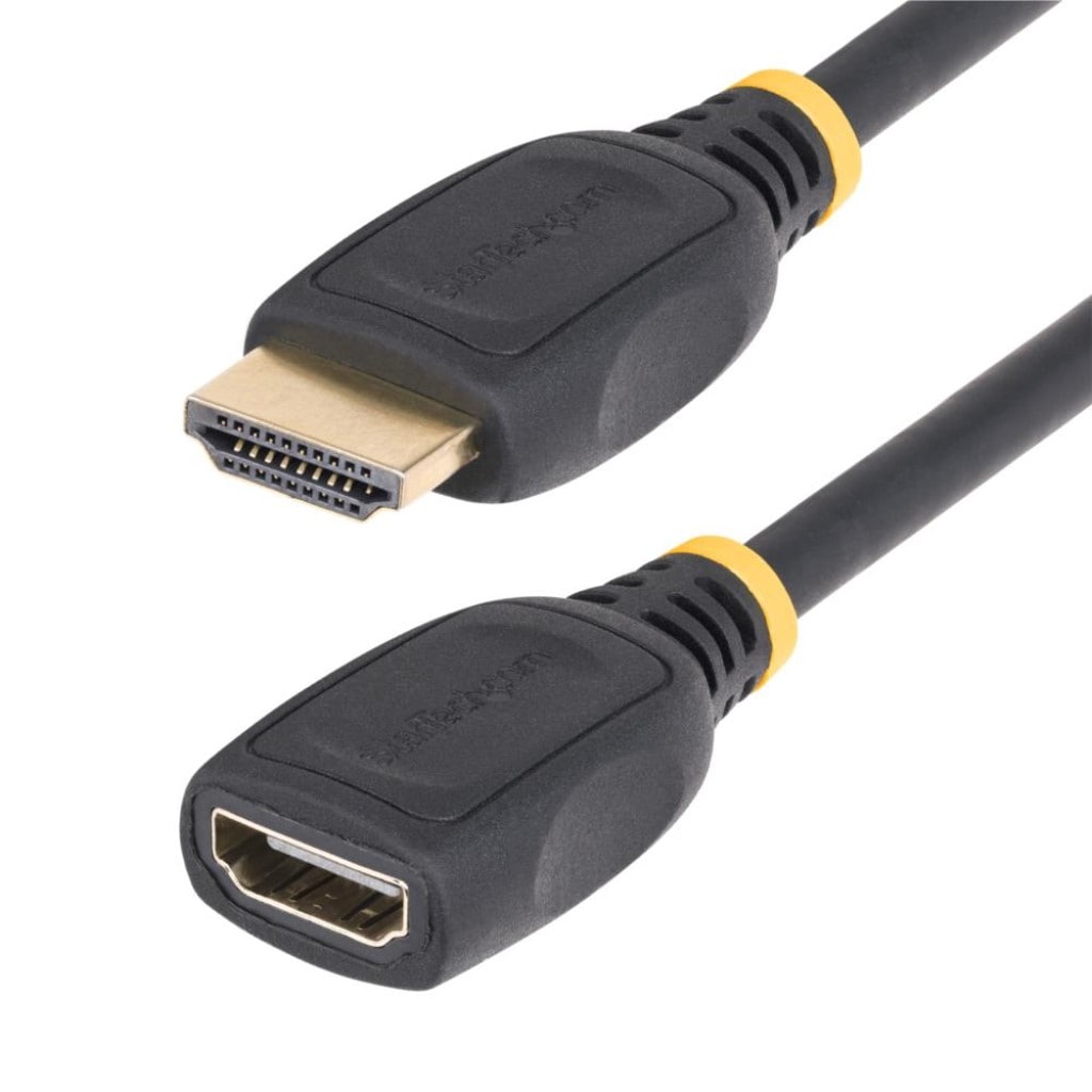 StarTech.com Ltd. HDMI 2.0延長ケーブル/1m/4K60Hz/High Speed HDMI/オス-メス/ブラック/ポート保護 モニターケーブル HD2MF3FL