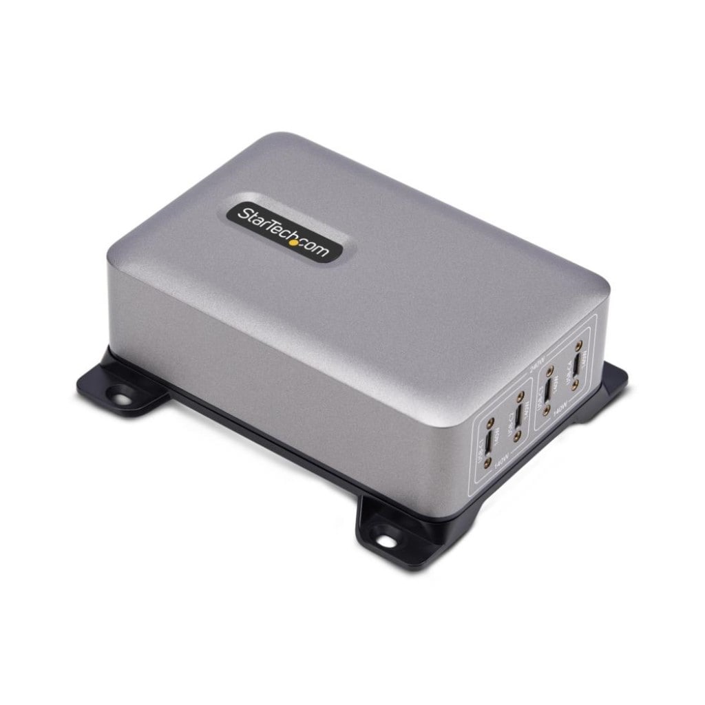 StarTech.com Ltd. USB-C充電器/4ポート/合計240W 各ポート最大140W/USB PD EPR 3.1対応/ねじ固定ポート/取付金具付属/PD 3.1 Type-C GaNチャージャー 424DNA-USB-C-CHARGER