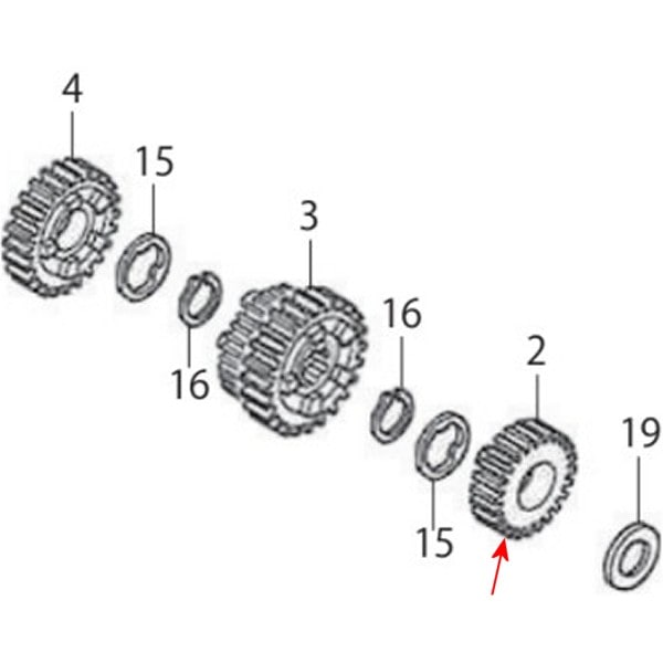 00-00-1775 SP武川 メインシャフト 2ndギヤ (19T)