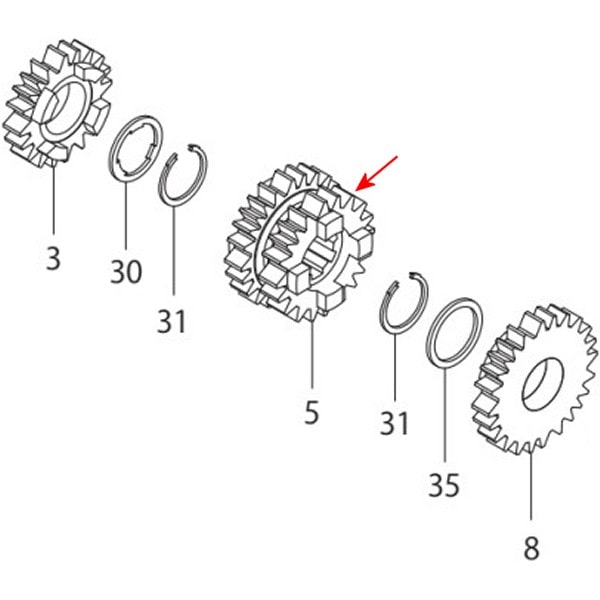 00-00-1786 SP武川 メインシャフト 3/4ギヤ 20T/22T モンキー/TAF 5速 スーパーストリート