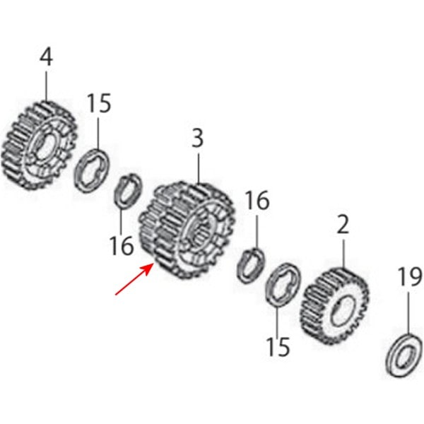 00-00-1791 SP武川 メインシャフト 3/4ギヤ (22T-25T)