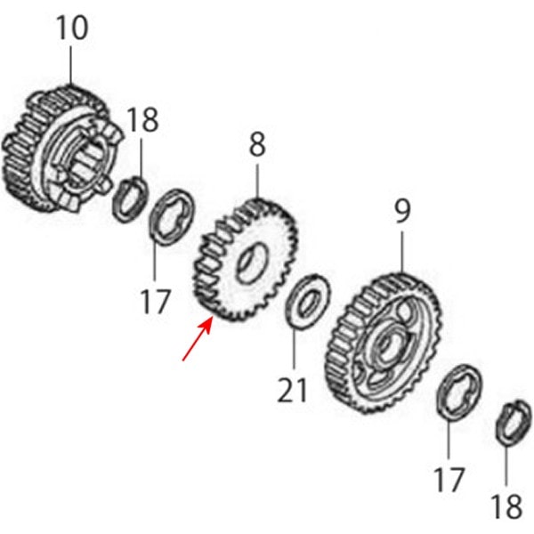 00-00-1800 SP武川 カウンターシャフト 3レッドギヤ (28T)