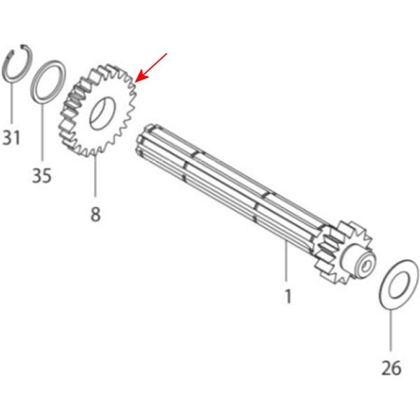 00-00-1822 SP武川 メインシャフト フィフスギヤ 24T モンキー/TAF 5速 スーパーストリート