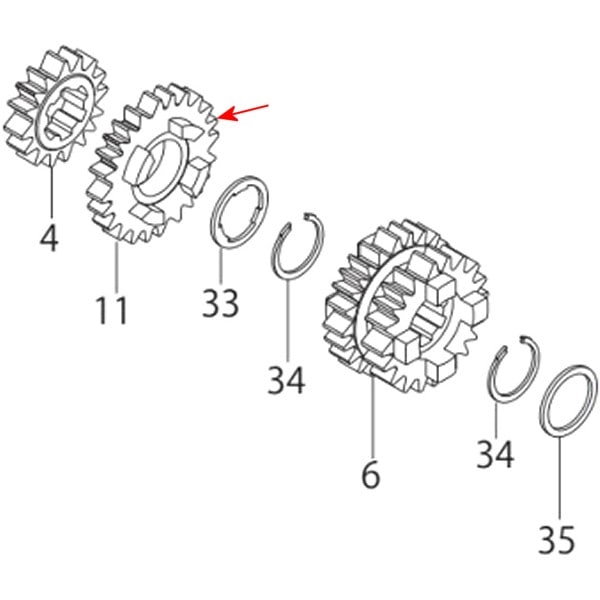 00-00-1839 SP武川 メインシャフト シックススギヤ 23T