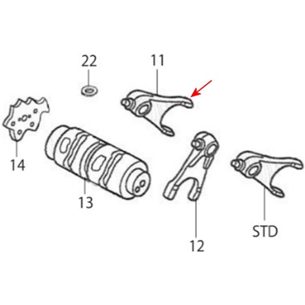 00-00-1858 SP武川 ギヤシフトフォーク グロム/5速用