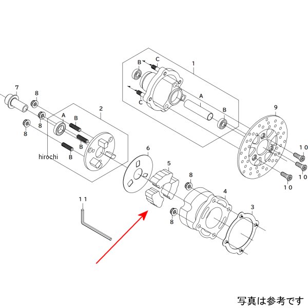00-06-0206 SP武川 リアディスクブレーキキット リペアパーツ リアダンパーハブキット ダンパーラバー 3個 モンキー ゴリラ
