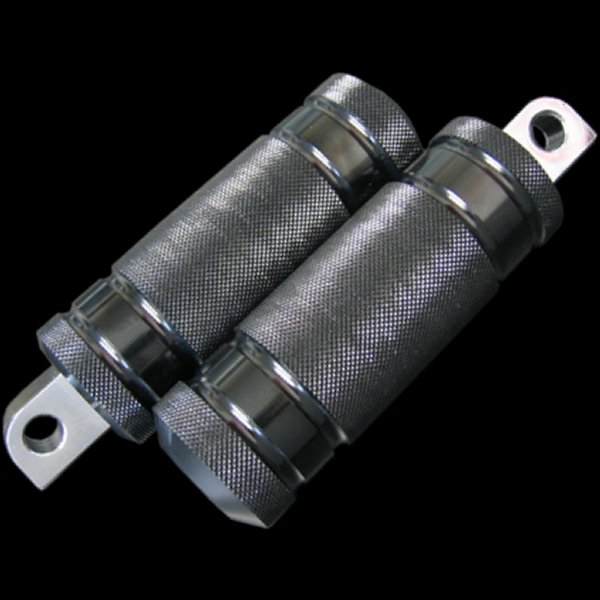 000588 ネオファクトリー アルミ4リブ フットペグ ラージ 黒 左右ペア