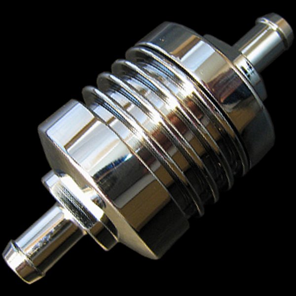 000627 ネオファクトリー 5/16インチ フィンタイプ フューエルフィルター クローム 1個売り