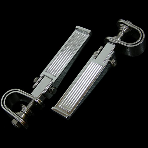 001063 ネオファクトリー フィンタイプ フットペグ クランプ付き クローム 左右ペア