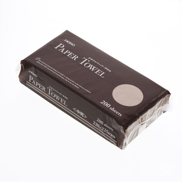 004722005 339-6437 (株)シモジマ HEIKO クラフトペーパータオル シングル 中判 200枚入り