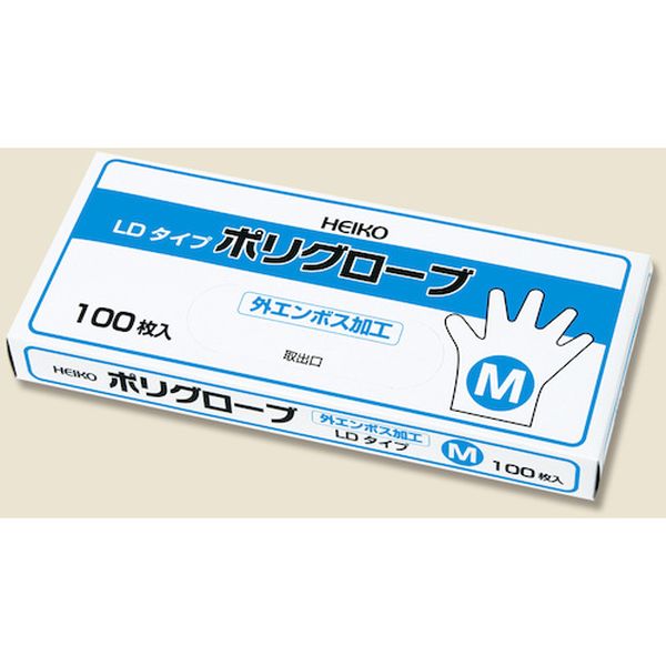004771049 340-7346 (株)シモジマ HEIKO ポリグローブ LD外エンボス入り M 100枚入り