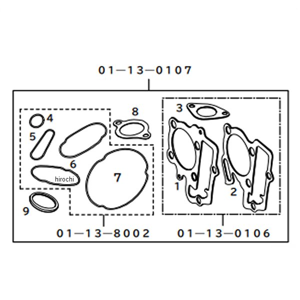 01-13-0107 SP武川 スーパーヘッド＋R用シリンダーキット リペアパーツ用 ガスケットAセット TT-R50E YB-1 FOUR TT-R90