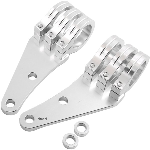 010048-33 ポッシュ POSH マシンドロングヘッドライトステー 3クランプタイプ φ35mm シルバー