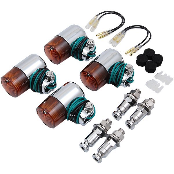 010091-33 ポッシュ POSH ウインカーセット 85年以降 SR500、SR400、SR400FI 71タイプ メッキ/オレンジ