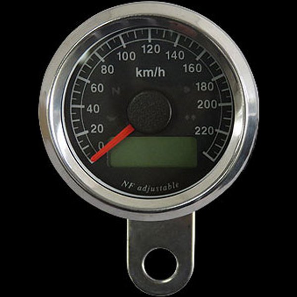 015996 ネオファクトリー 48mm インジケーター付き スピードメーター ステンレス 黒盤 橙光