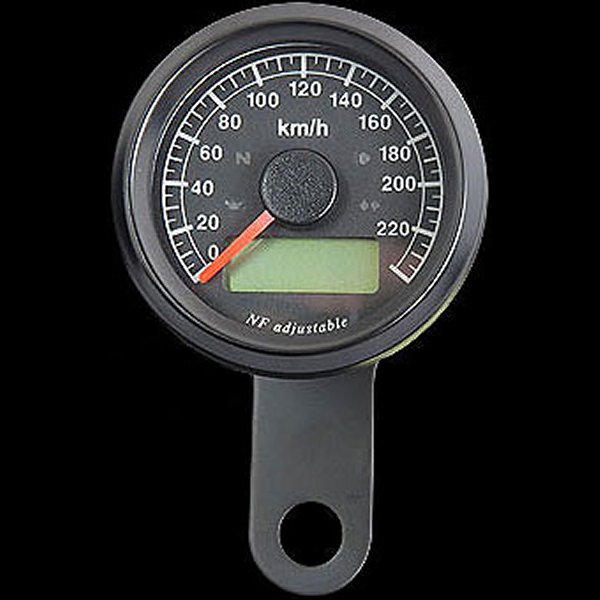 016000 ネオファクトリー 48mm インジケーター付き スピードメーター 黒 黒盤 橙光