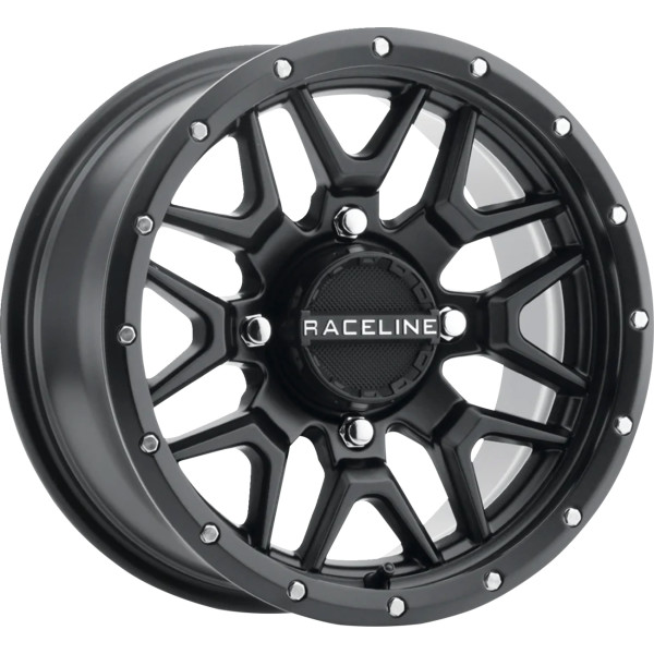 0230-1495 Raceline Wheels Krank Simulated Beadlock ホイール 14x7 - 4/156 - 6+1 (+38 mm) 黒