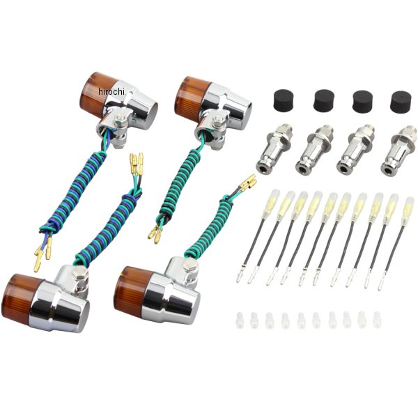 031432-33 ポッシュ POSH ウインカーセット カワサキ スーパーバイクミニタイプ メッキ/オレンジ