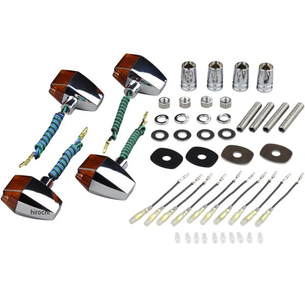 031446-53 ポッシュ POSH ウインカーセット カワサキ クラシカルシリーズ スリム&シャープタイプ メッキ/オレンジ