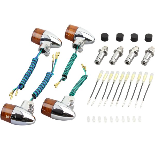 031498-33 ポッシュ POSH ウインカーセット カワサキ 砲弾タイプ メッキ/オレンジ