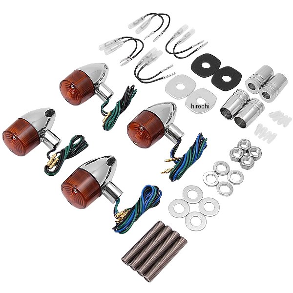 031498-53 ポッシュ POSH クラシカル砲弾タイプウインカーセット 89年-09年 ゼファー1100、ゼファー750、ゼファーχ クローム/オレンジ