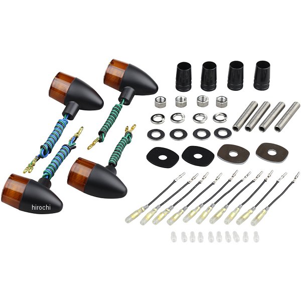 031498-56 ポッシュ POSH クラシカル砲弾タイプウインカーセット 89年-09年 ゼファー1100、ゼファー750、ゼファーχ 黒/オレンジ