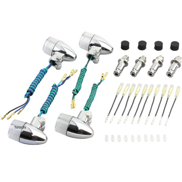 031499-33 ポッシュ POSH ウインカーセット カワサキ 砲弾タイプ メッキ/クリアー