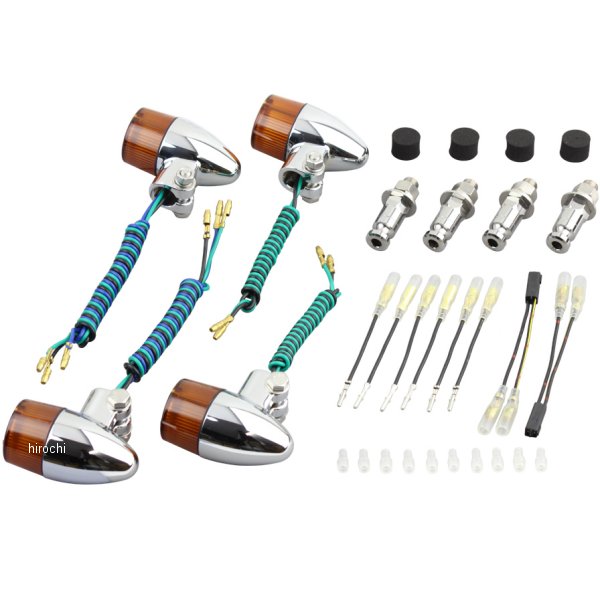 031598-33 ポッシュ POSH ウインカーセット カワサキ 砲弾タイプ メッキ/オレンジ