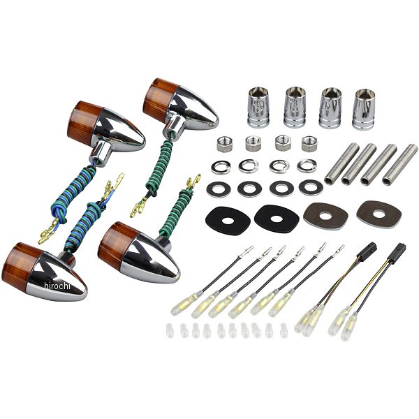 031598-53 ポッシュ POSH クラシカル砲弾タイプウインカーセット 00年-09年 ゼファー1100、ゼファー750、ゼファーχ クローム/オレンジ