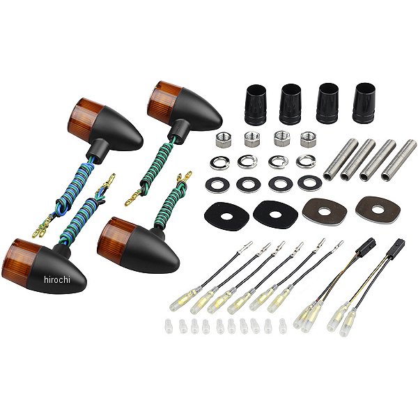 031598-56 ポッシュ POSH クラシカル砲弾タイプウインカーセット 00年-09年 ゼファー1100、ゼファー750、ゼファーχ 黒/オレンジ