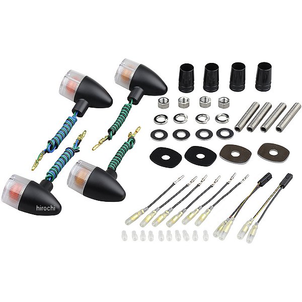 031599-56 ポッシュ POSH クラシカル砲弾タイプウインカーセット 00年-09年 ゼファー1100、ゼファー750、ゼファーχ 黒/クリア