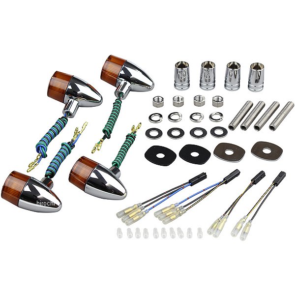 031698-53 ポッシュ POSH クラシカル砲弾タイプウインカーセット 01年-08年 ゼファー750、ZRX400 クローム/オレンジ