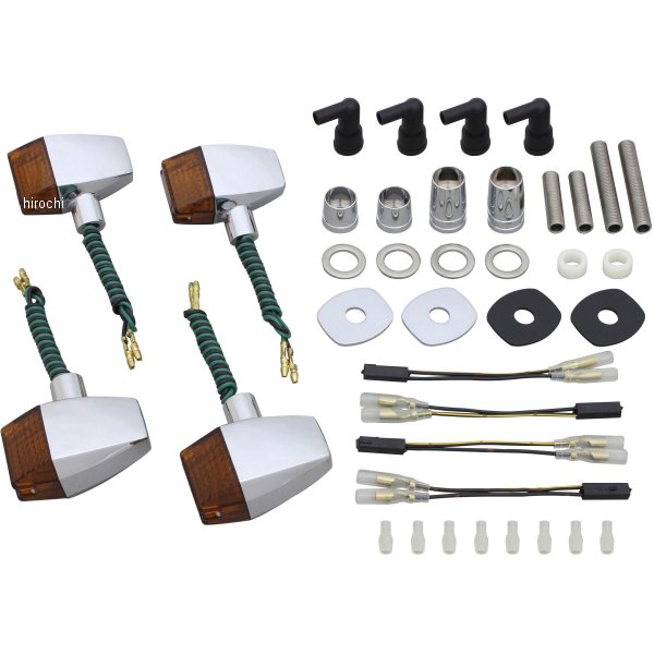 043146-53 ポッシュ POSH クラシカル スリムシャープタイプ ウインカーキット 20年 W800 メッキ/オレンジ