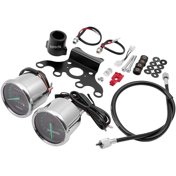 05-05-0088 SP武川 ブラック＆グリーン スピードメーター&タコメーターキット 電気式タコメーター モンキー/ゴリラ