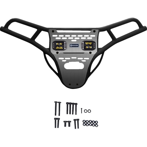 RAVEK FRONT BUMPER & SKID PLATE W/AMBER LIGHTS RZR BLK RAVEK