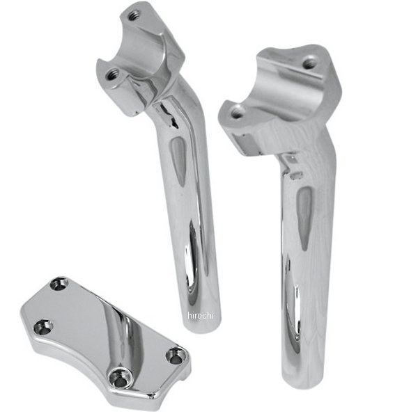 0602-0594 DRAG 1インチハンドルバー 9.5インチ (241mm)高 ライザー クランプ付き クローム