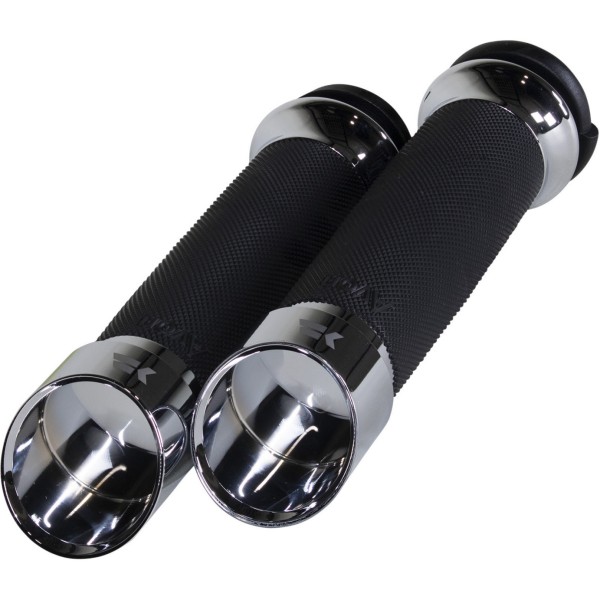 0630-2837 クロームワークス KHROME WERKS カスタムエッジグリップ 1" 黒/クローム