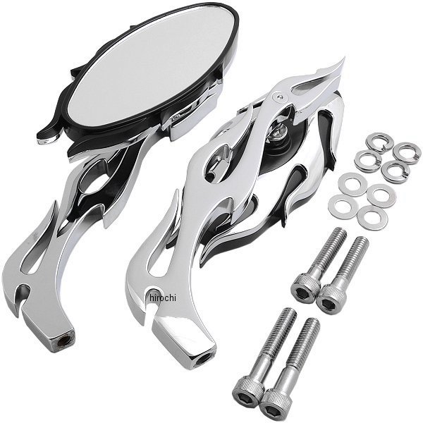 0640-0483 DRAG ミラー オーバル フレイム 黒/クローム(左右ペア)